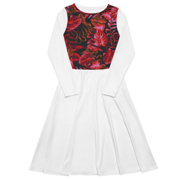 All-over print long sleeve midi dress